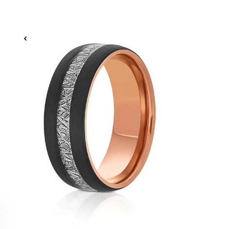 Men's Meteorite Wedding Rings-Symbolic Unique and Celestial Bands