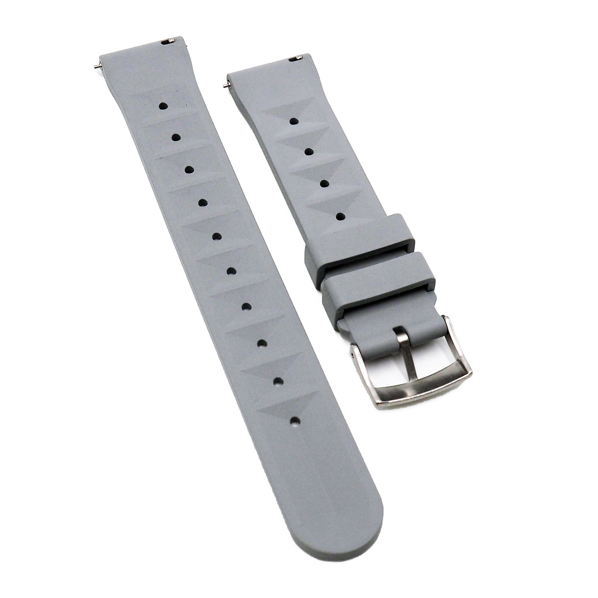 20mm, 22mm Waffle Pattern Gray FKM Rubber Watch Strap For Seiko, Quick –  Revival Strap