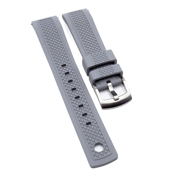 20mm, 22mm Mini Square Pattern Gray FKM Rubber Watch Strap, Quick Rele –  Revival Strap