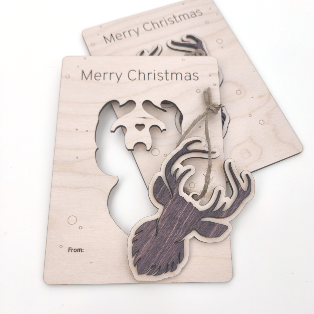 Christmas Card with Wooden Ornament