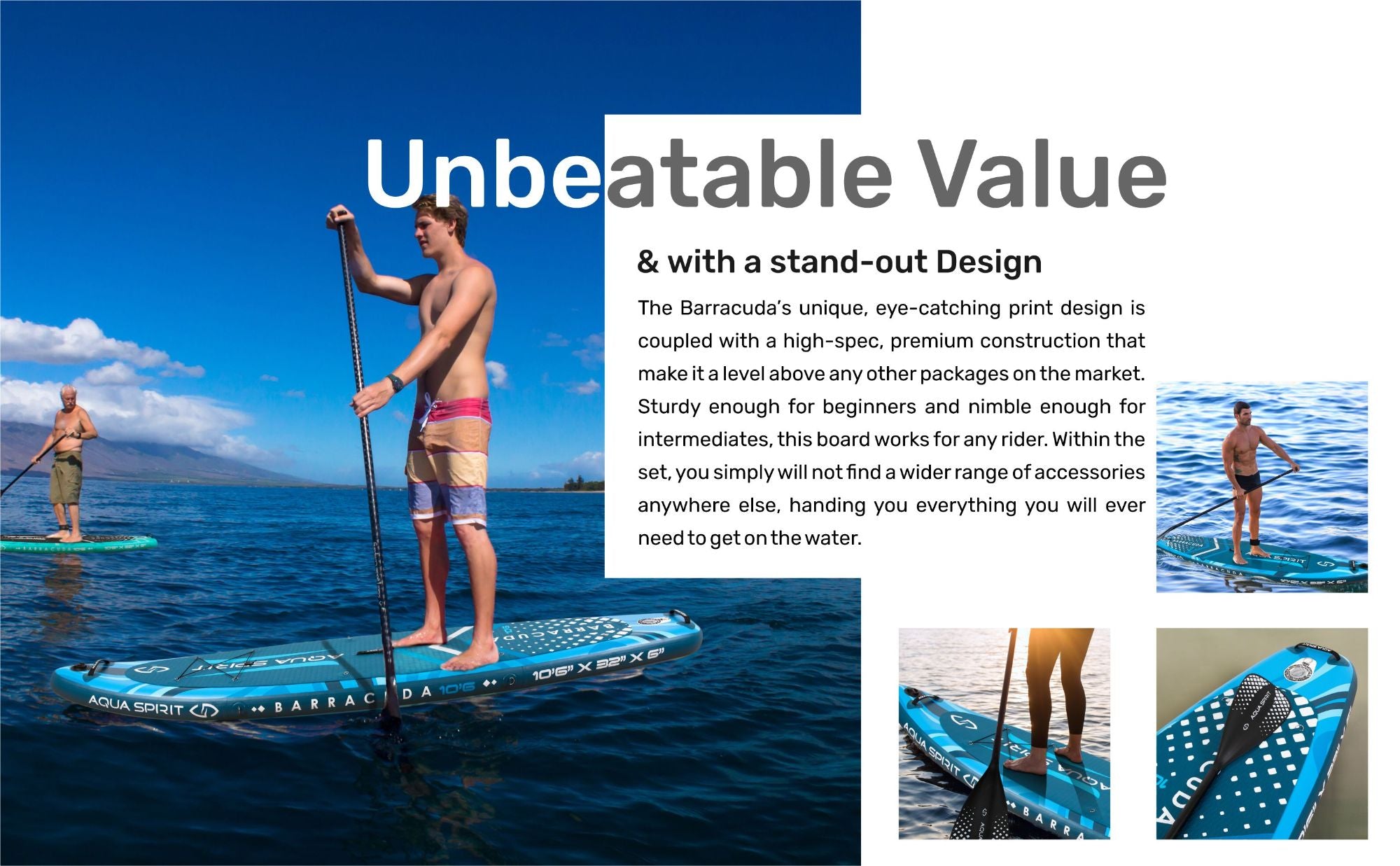 Aqua Spirit Prana 10′8″ Yoga Water AquaFitness Stand Up Paddle