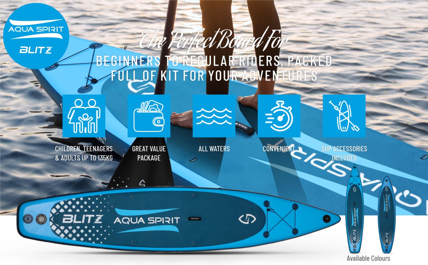 AQUA SPIRIT Blitz 10'8 & 12' PREMIUM iSUP Inflatable Stand up Paddle B – Packed  Direct UK