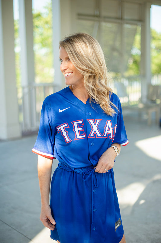 Women's Texas Baseball Fan Dress- Cooperstown White