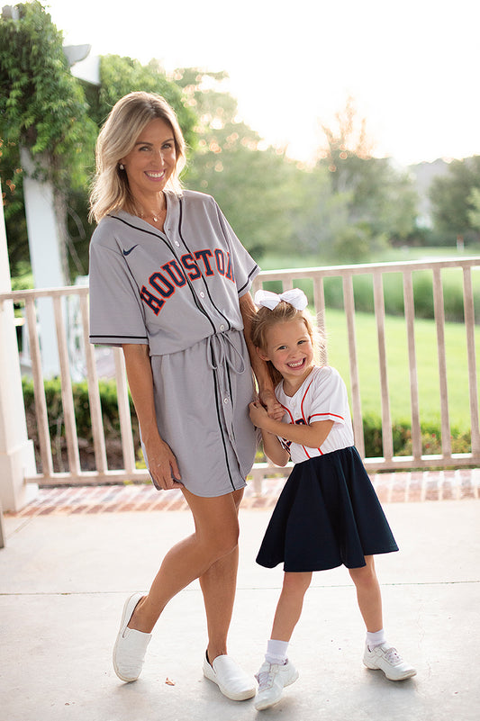 Oakland Baseball Fan Dress (white)- Girls