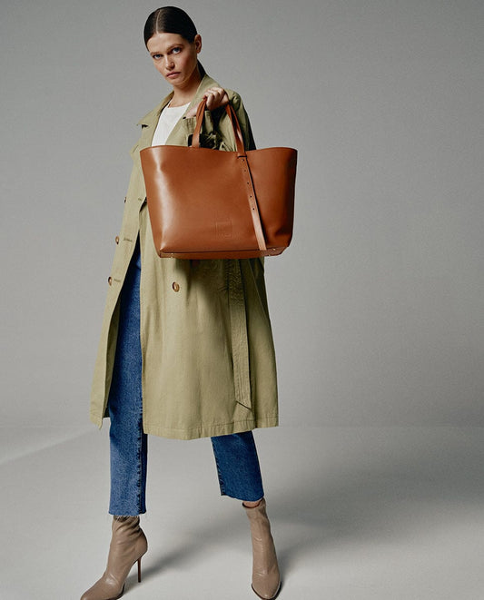 Sven Lightweight Large Leather Tote Burgundy