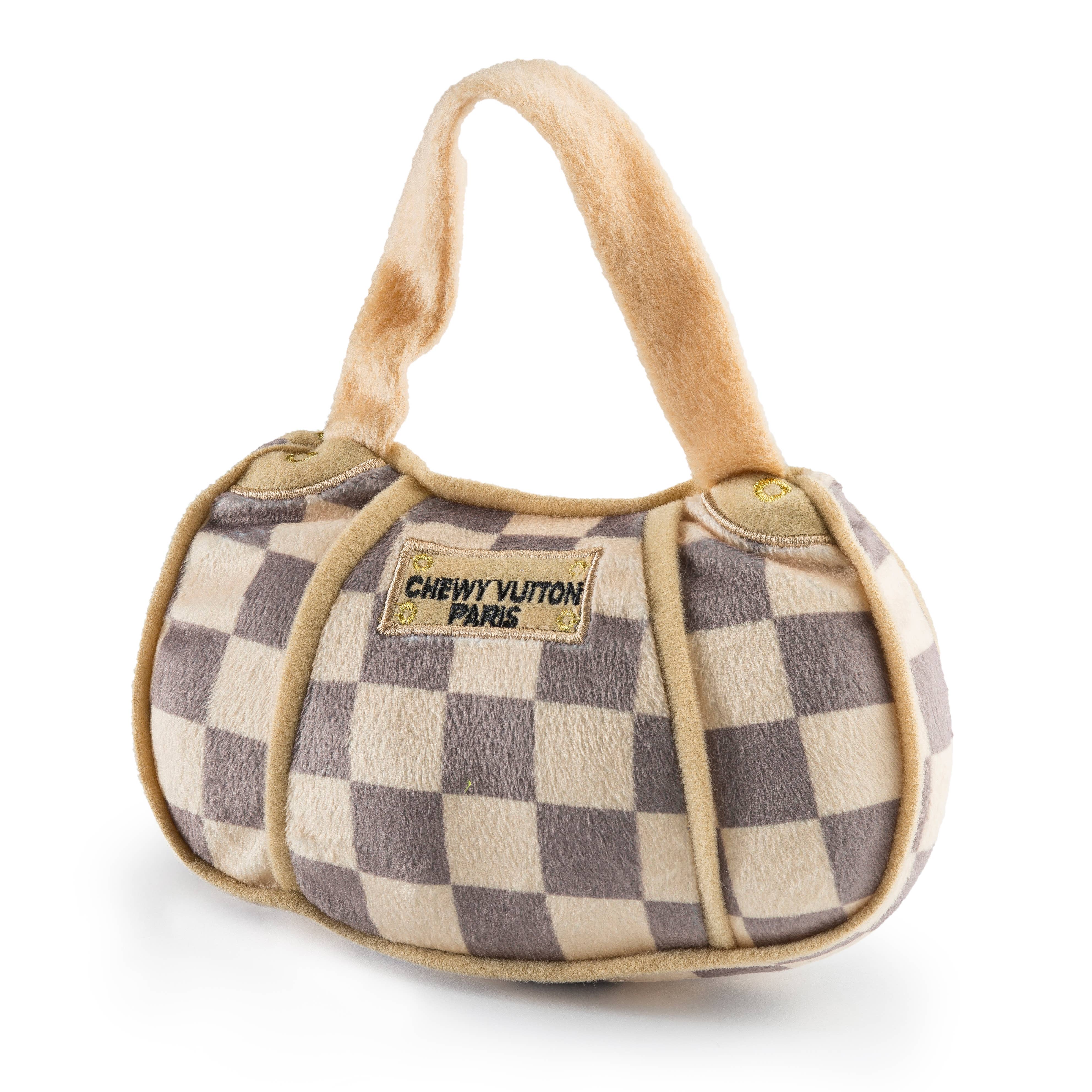 Checker Chewy Vuiton Handbag Squeaker Dog Toy – FletchandLo