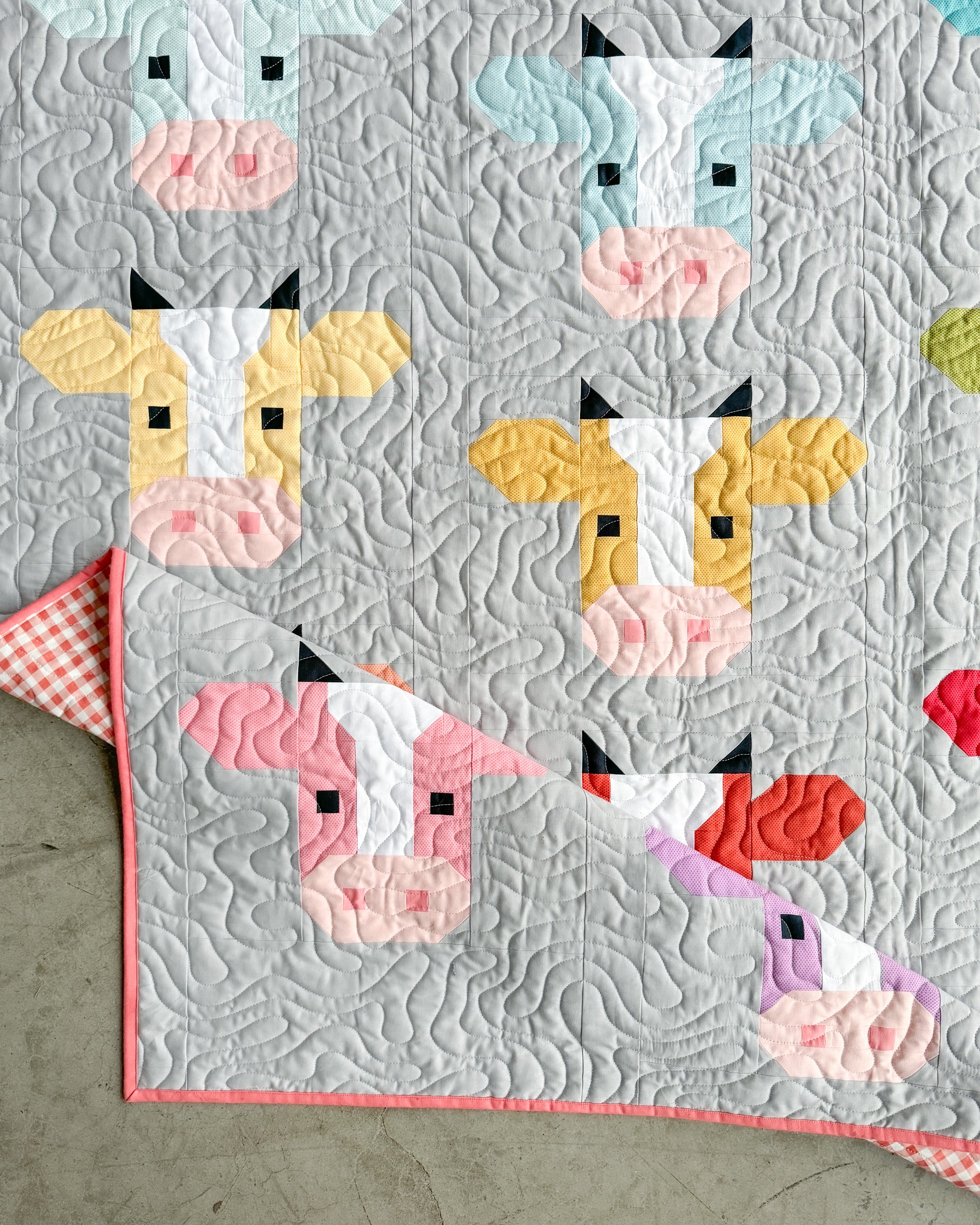 Annabelle Quilt Pattern - A fun and modern cow quilt pattern by Cotton and Joy