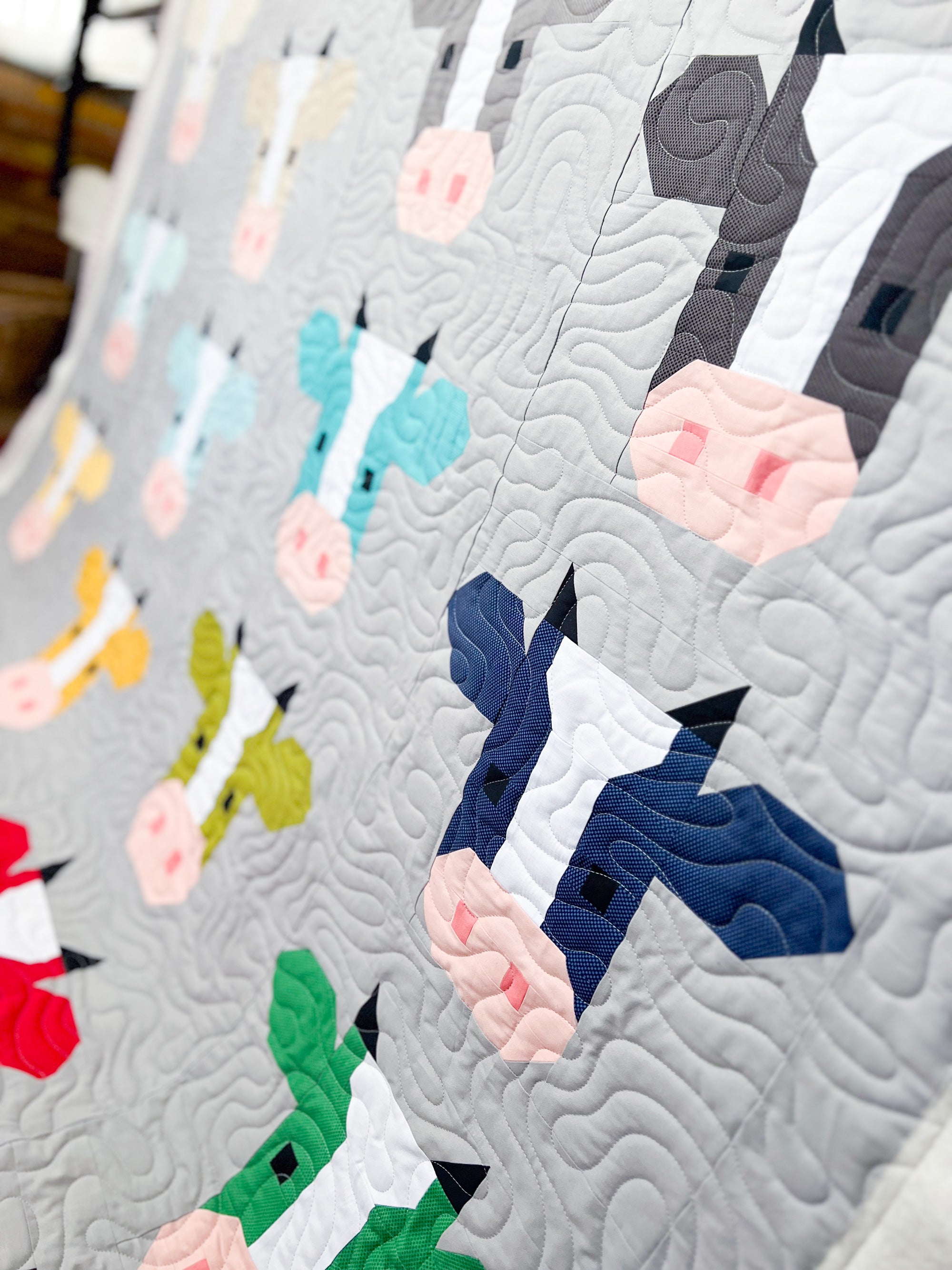 Annabelle - A fun and modern cow quilt pattern by Cotton and Joy - Quilting by Hen House Quilting