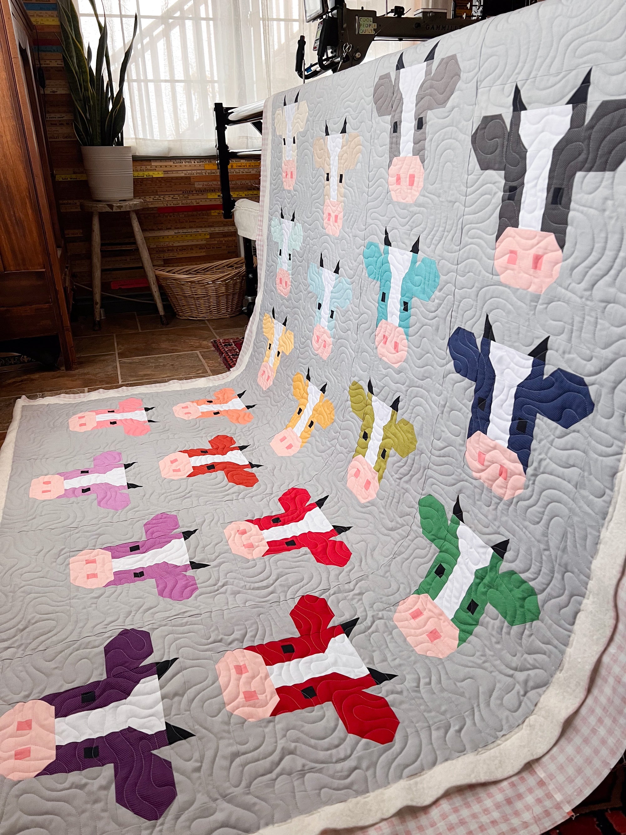 Annabelle - A fun and modern cow quilt pattern by Cotton and Joy - Quilting by Hen House Quilting