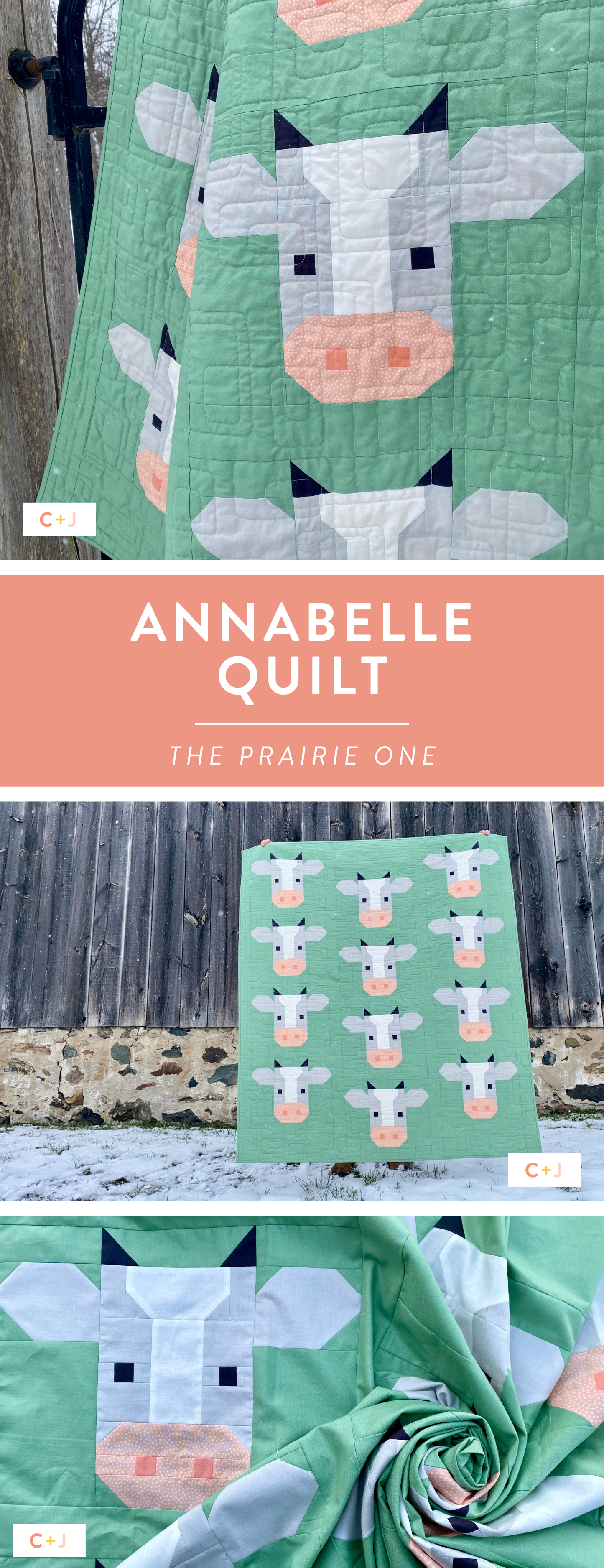 Annabelle Quilt - A fun and modern cow-inspired quilt pattern