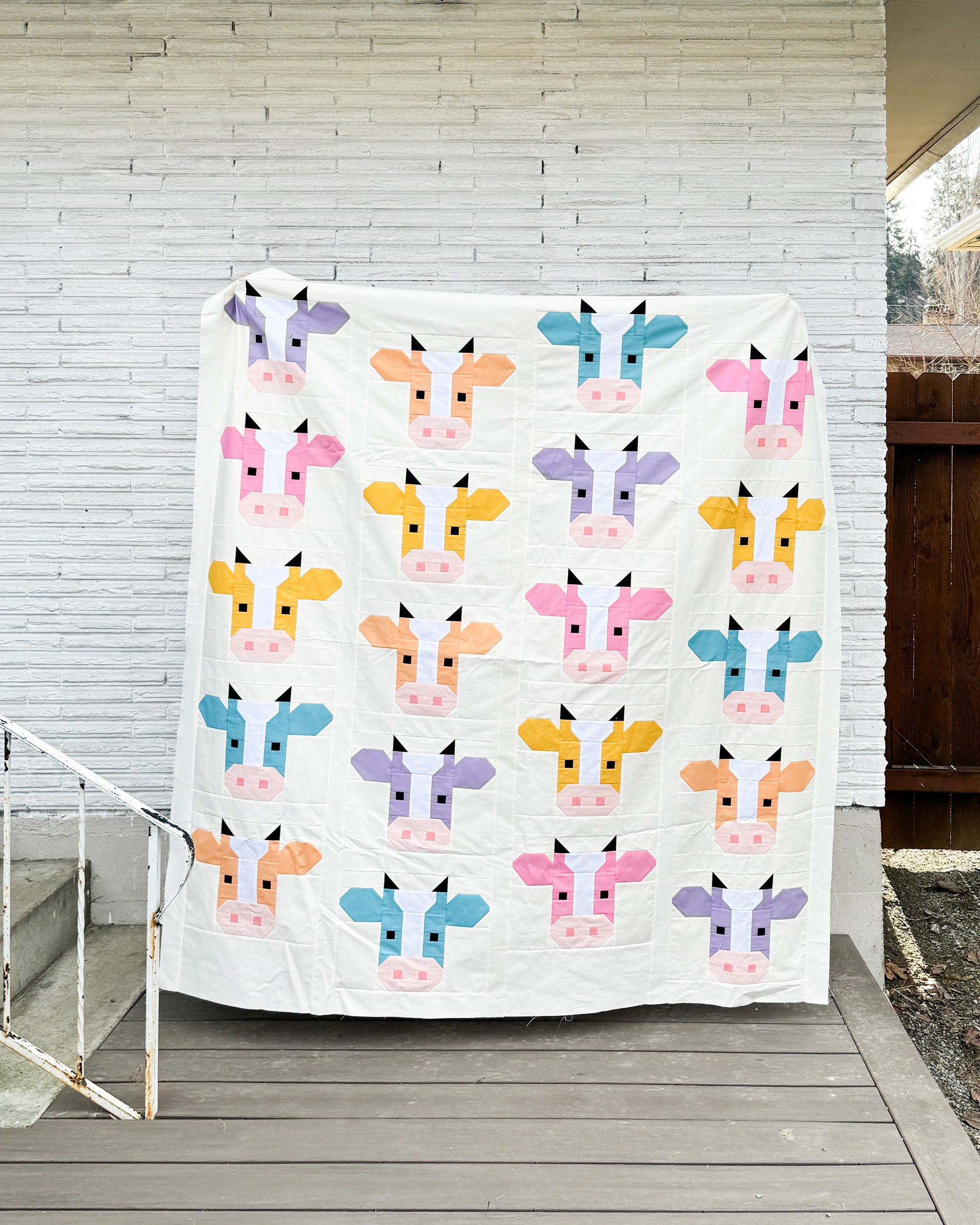 Annabelle Quilt Pattern - A fun and modern cow quilt pattern