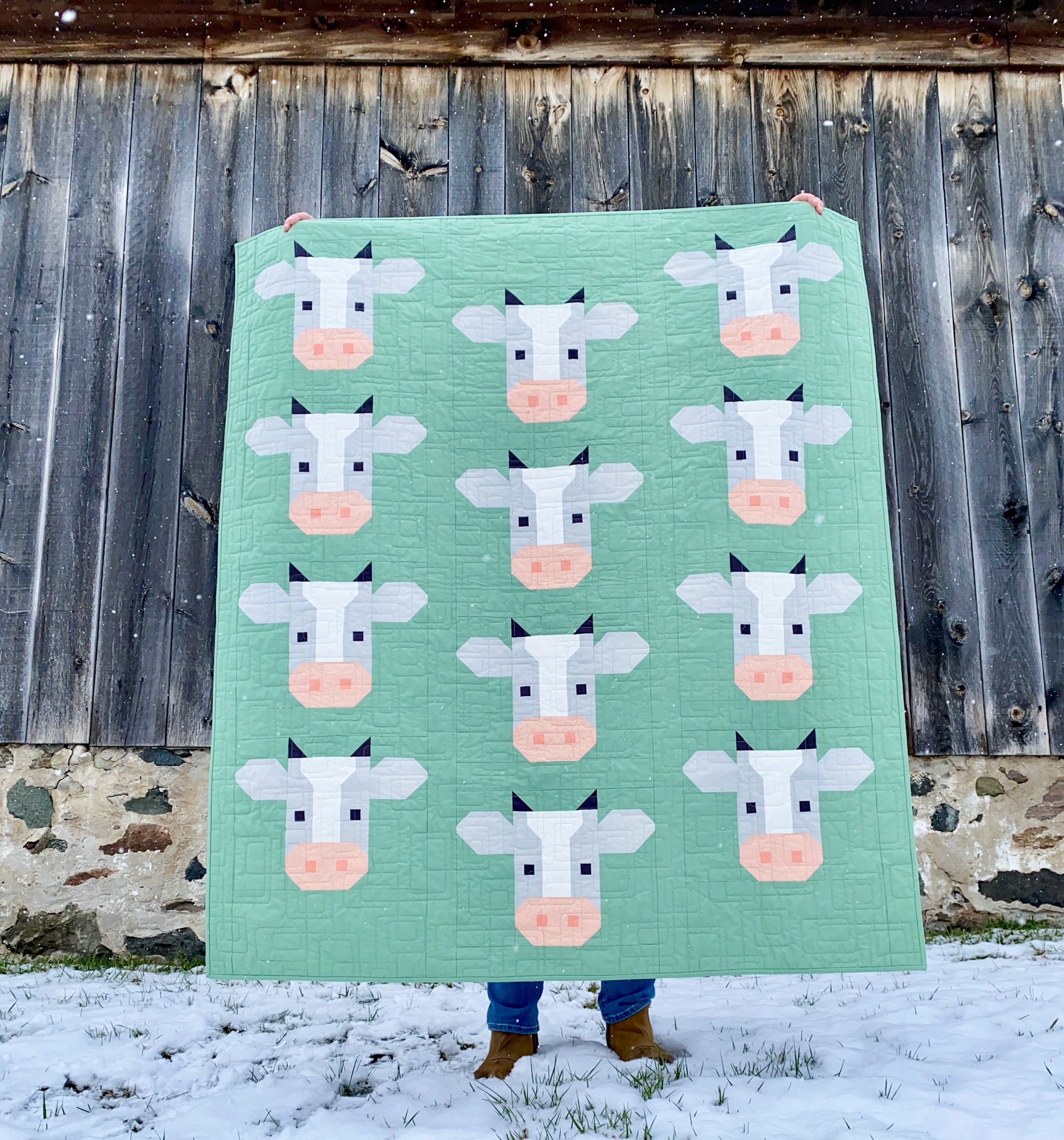 Annabelle Quilt - A fun and modern cow inspired quilt pattern