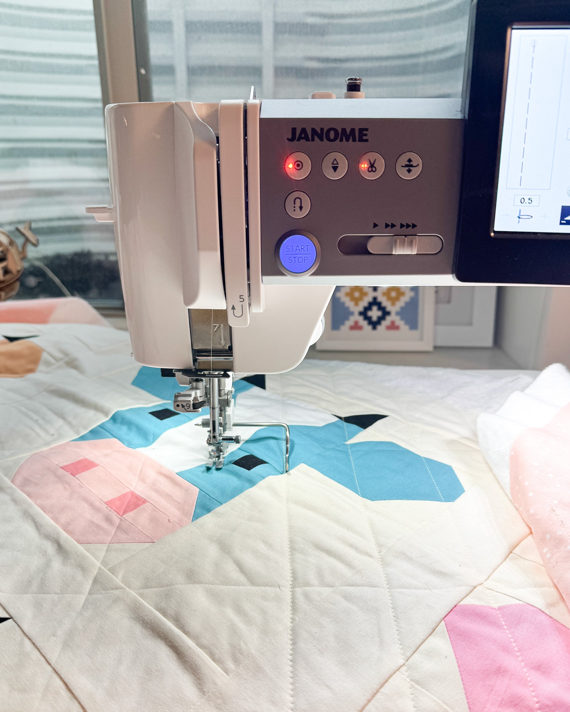 Annabelle Quilt Pattern - A fun and modern cow quilt pattern. Quilted on a Janome M8