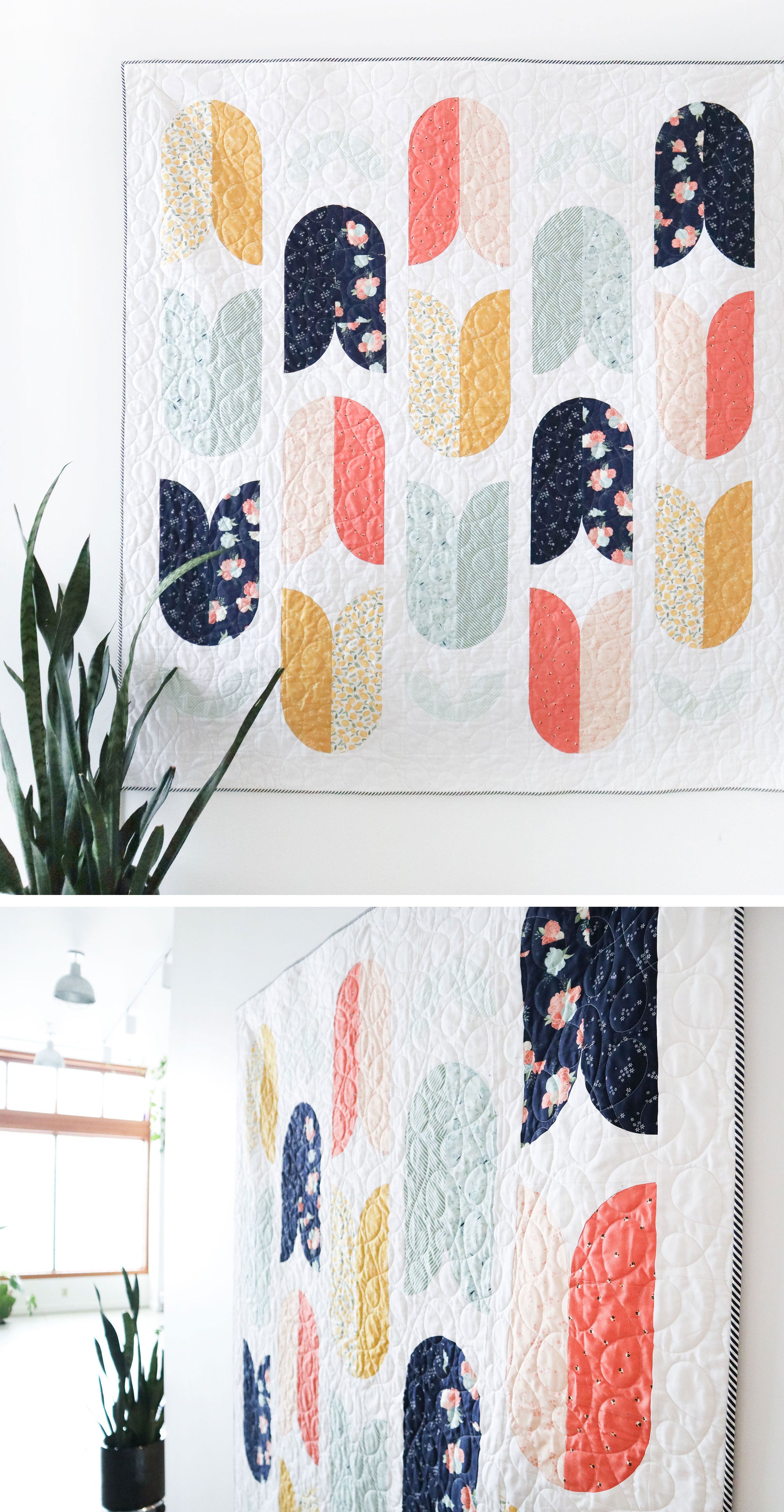 Copihue Quilt in Daybreak Fabric - Cotton and Joy - A modern spring quilt pattern