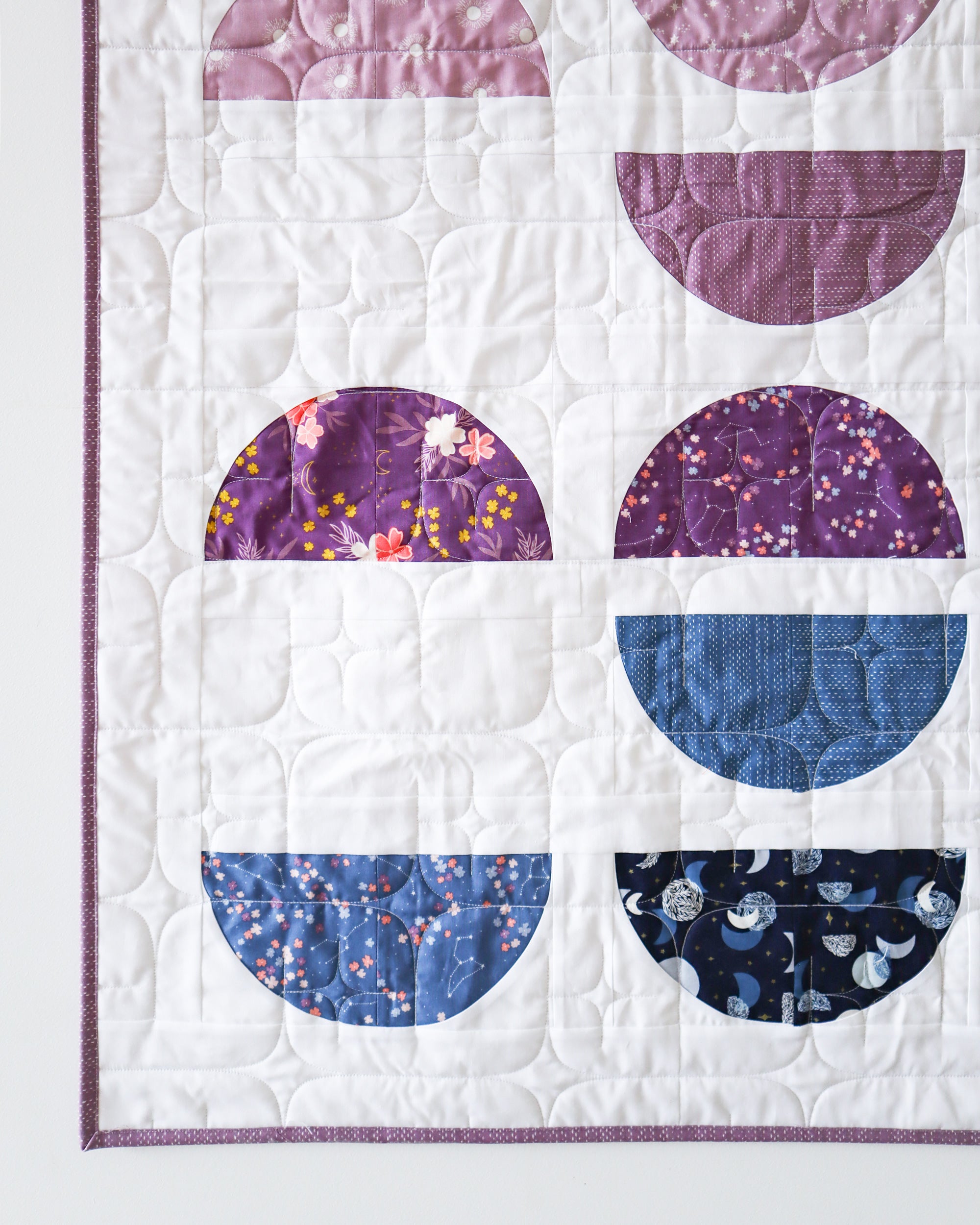 Crescent II Quilt Pattern by Cotton and Joy. A modern quilt pattern, layer cake friendly and perfect for highlighting your favoriie prints