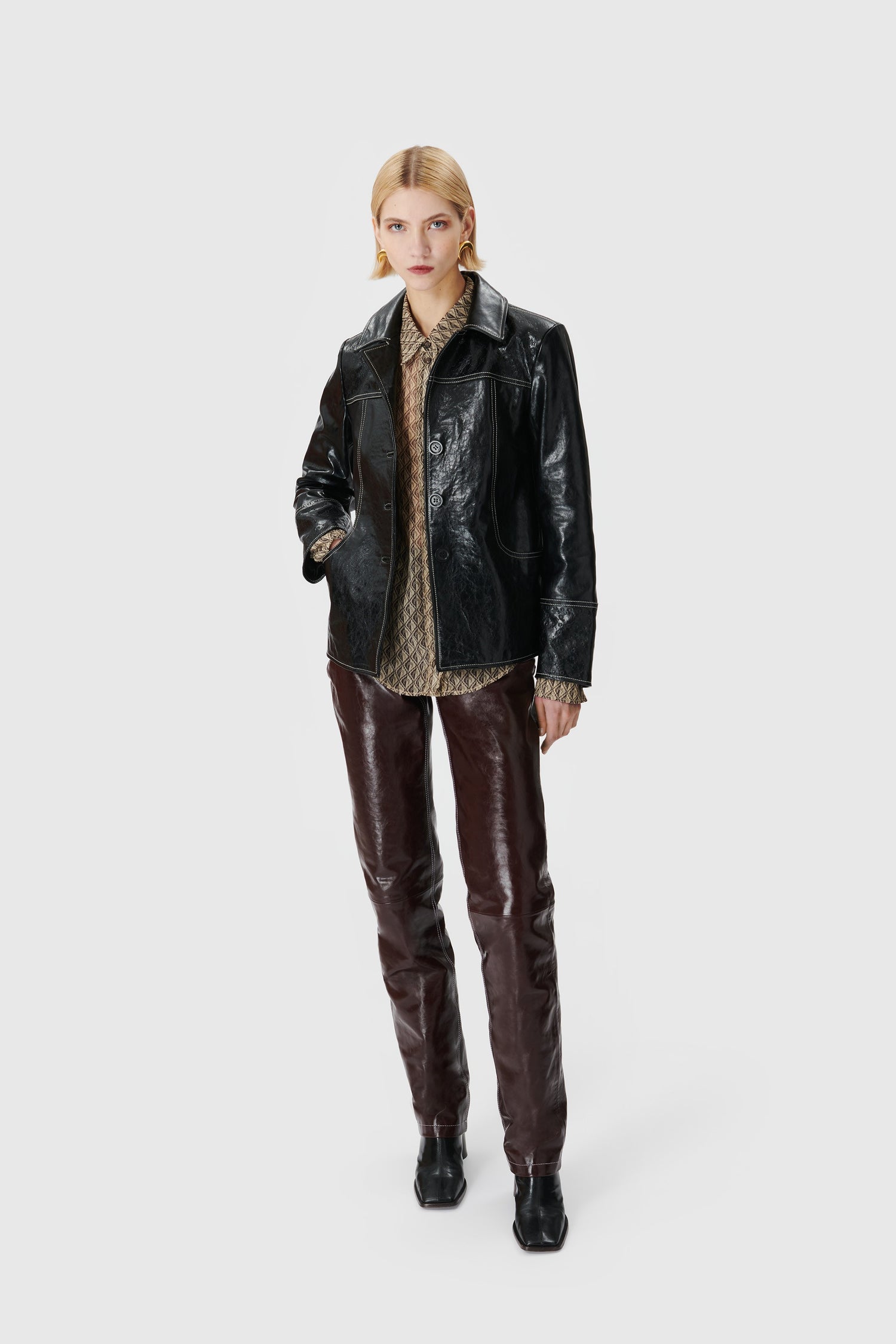 Embossed Leather Boxy Jacket • Marine Serre