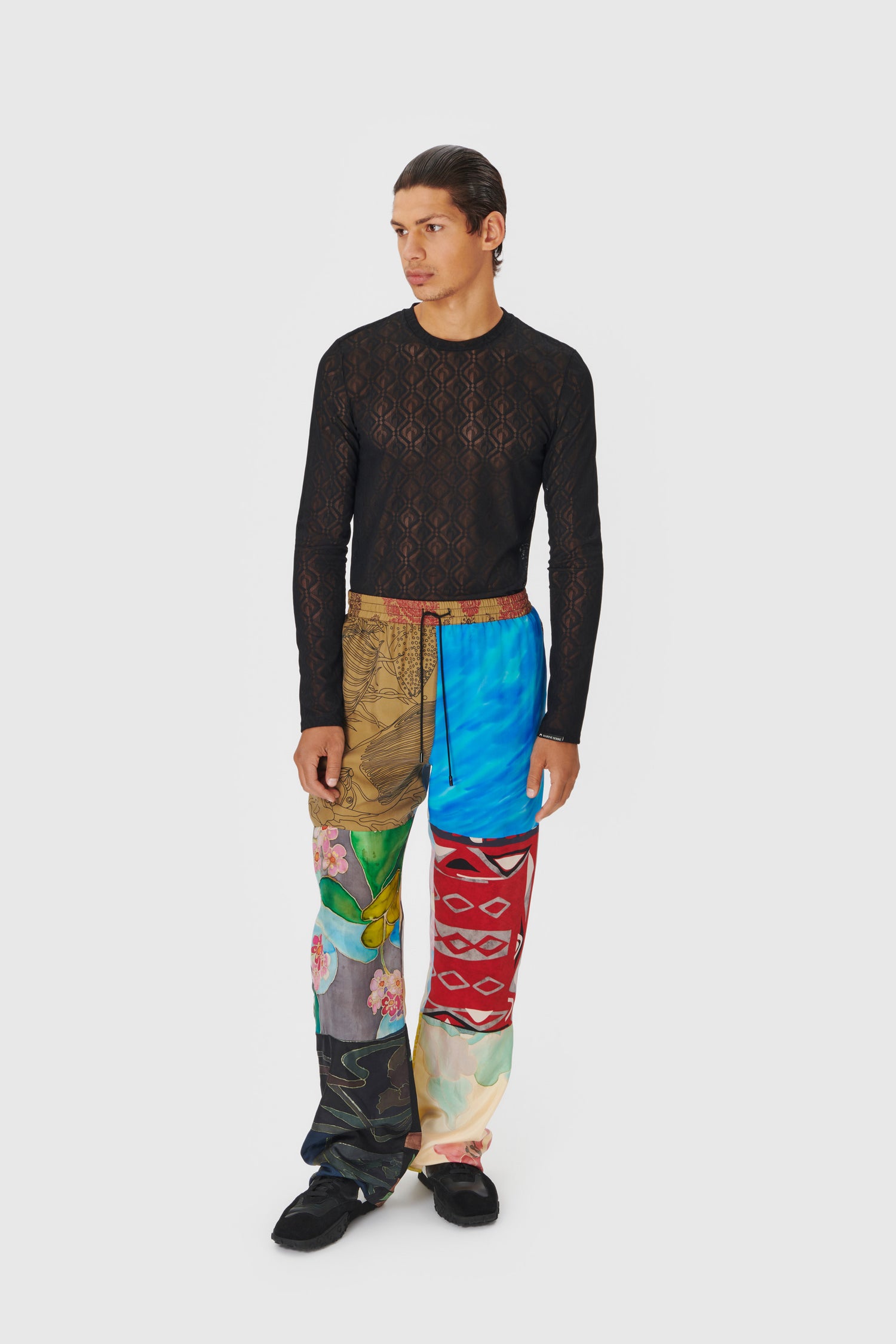 Regenerated Silk Scarves Fluid Pants