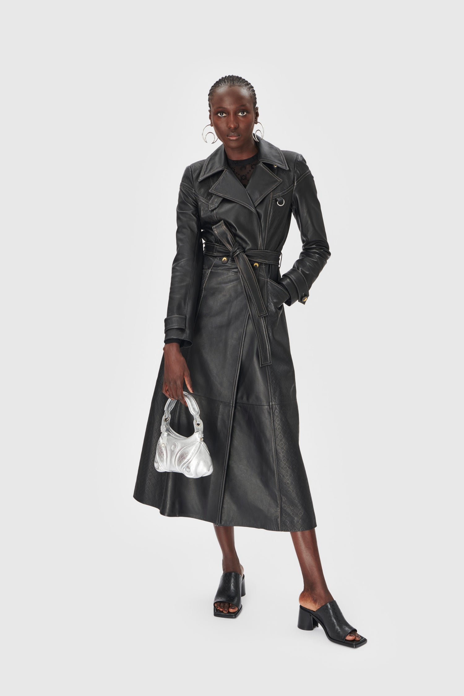 Embossed Leather Trench Coat