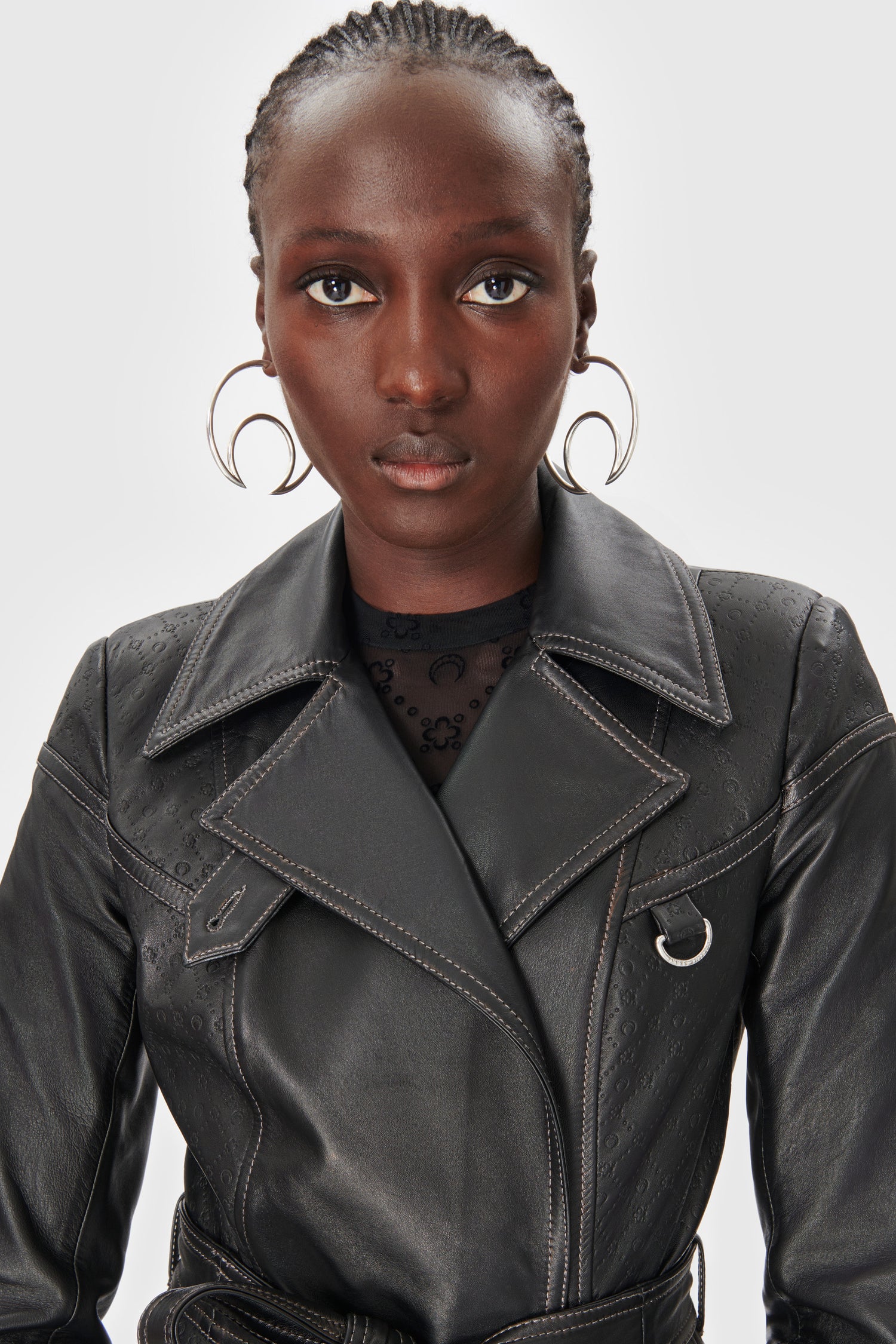 Embossed Leather Trench Coat