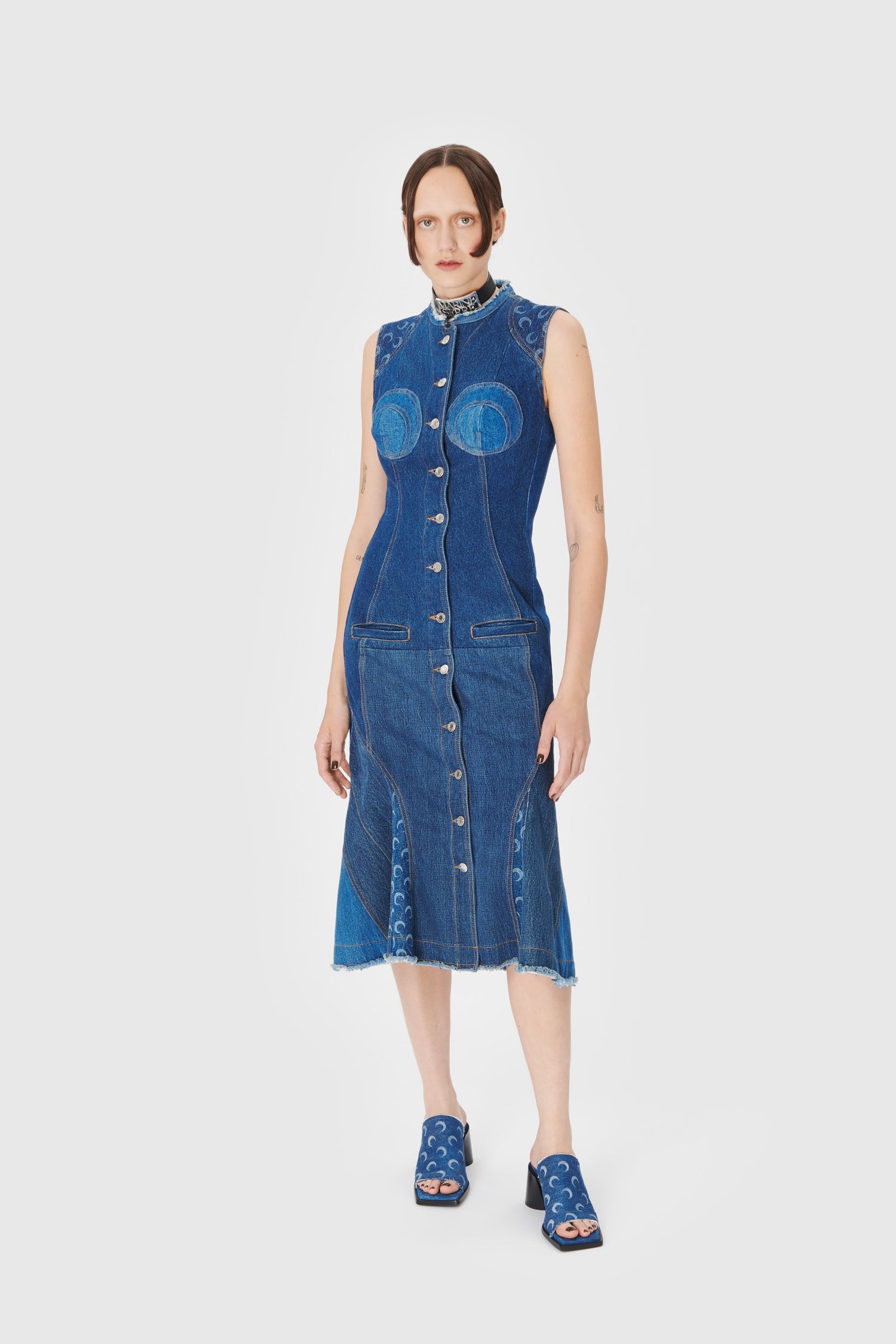 Regenerated Denim Evening Dress