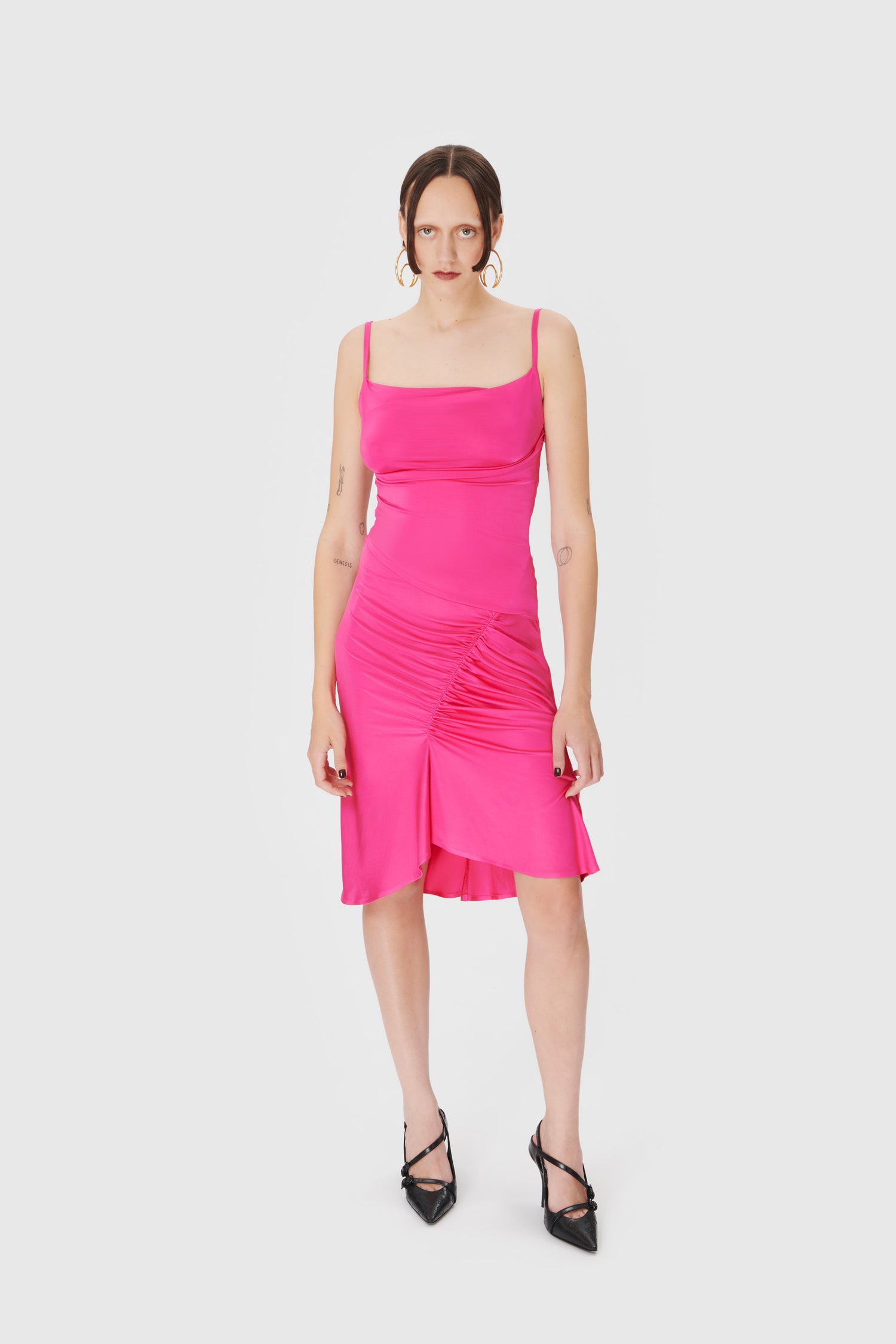 Regenerated Jersey Draped Pleated Dress