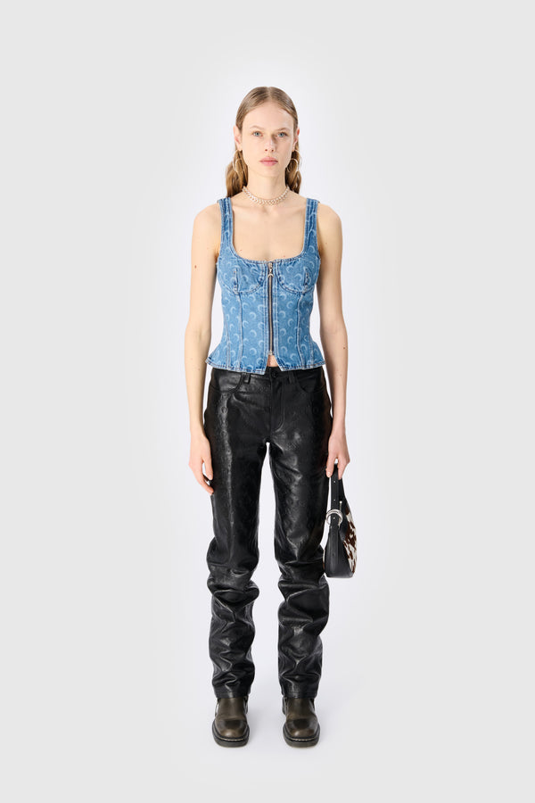 Moon Laser Denim Corset Top