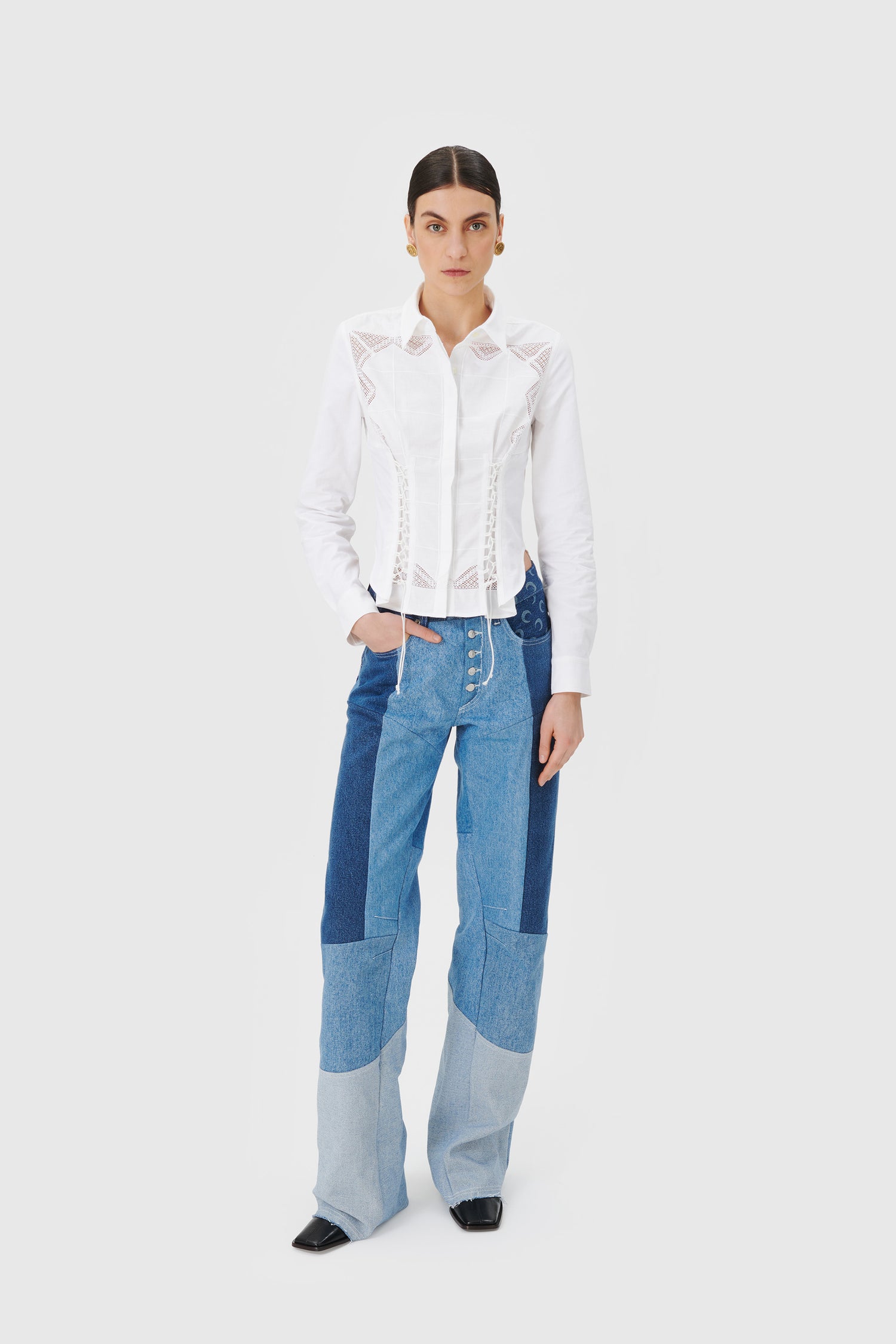 Regenerated Denim Flare Pants • Marine Serre