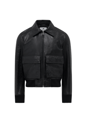 Embossed Leather Aviator Jacket