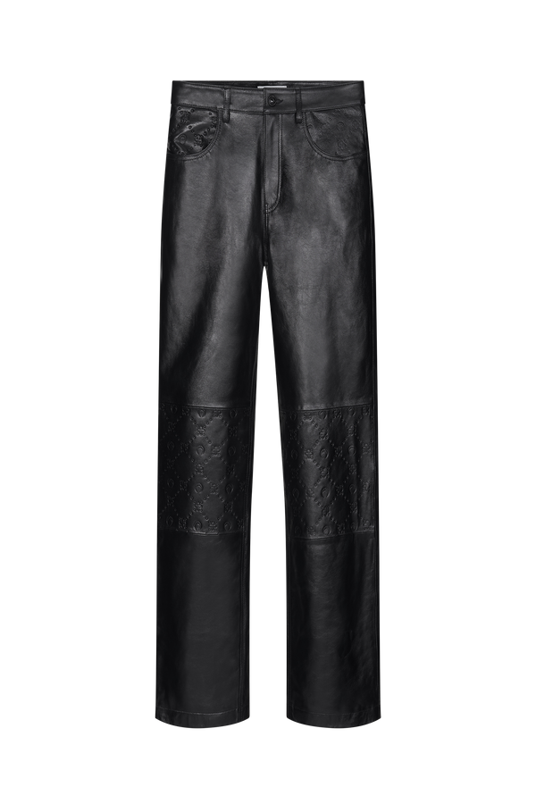 Embossed Leather Wide Leg Pants