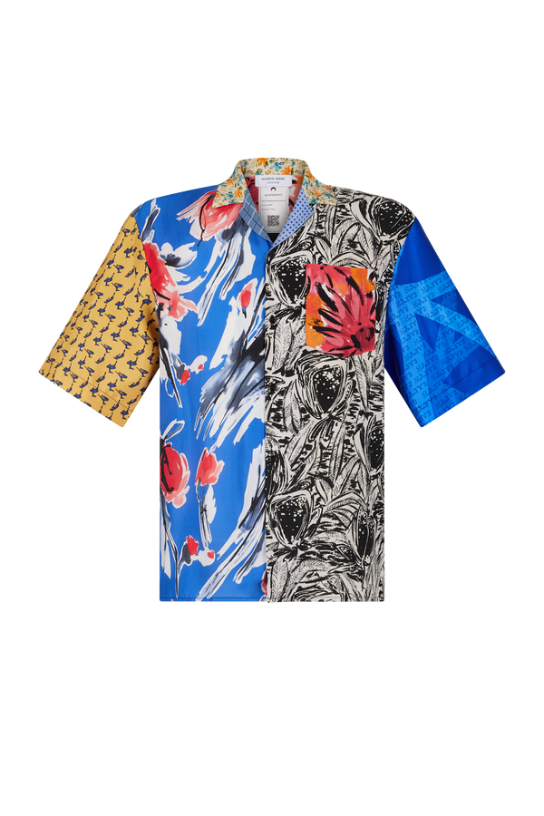 Regenerated Silk Scarves Bowling Shirt