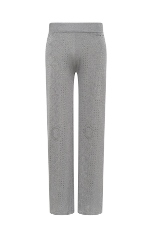 Metallic Pointelle Knit Flare Pants