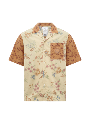 Upcycled Floral Linen Bowling Shirt - XS / 1