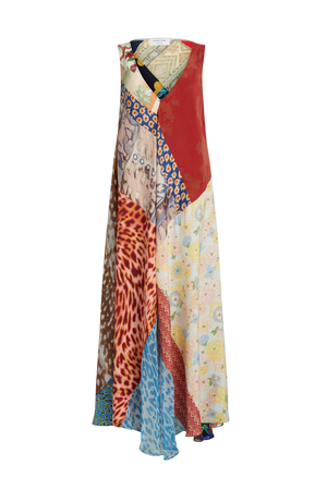 Regenerated Silk Scarves Draped Dress