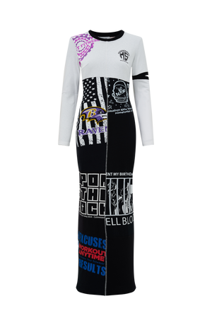 Regenerated Graphic T-Shirt Patchwork Flared Dress - S / RAVENS