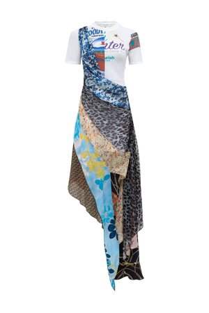 Regenerated Silk Scarves T-shirt Dress