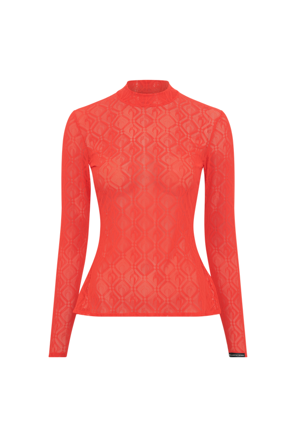 Moon Diamond Mesh Jacquard Second Skin Highneck Top