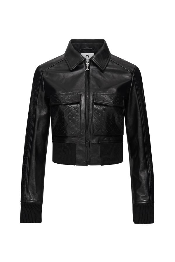 Embossed Leather Boxy Jacket