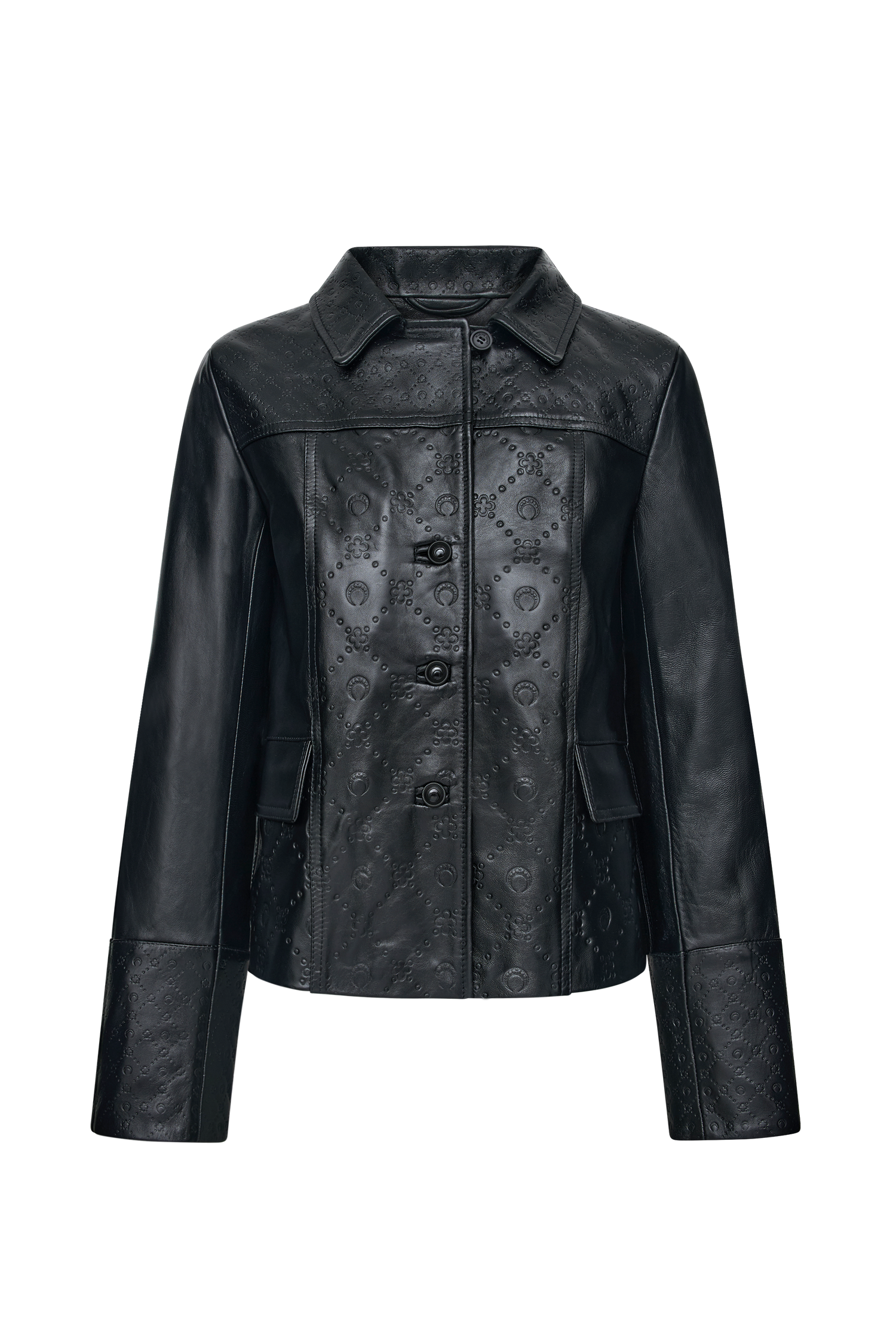 Moonogram Embossed Leather Boxy Jacket