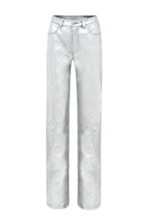 Laminated Leather Straight Leg Pants