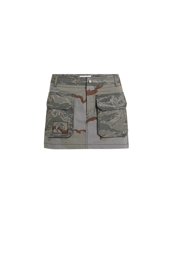 Regenerated Camo Mini Skirt