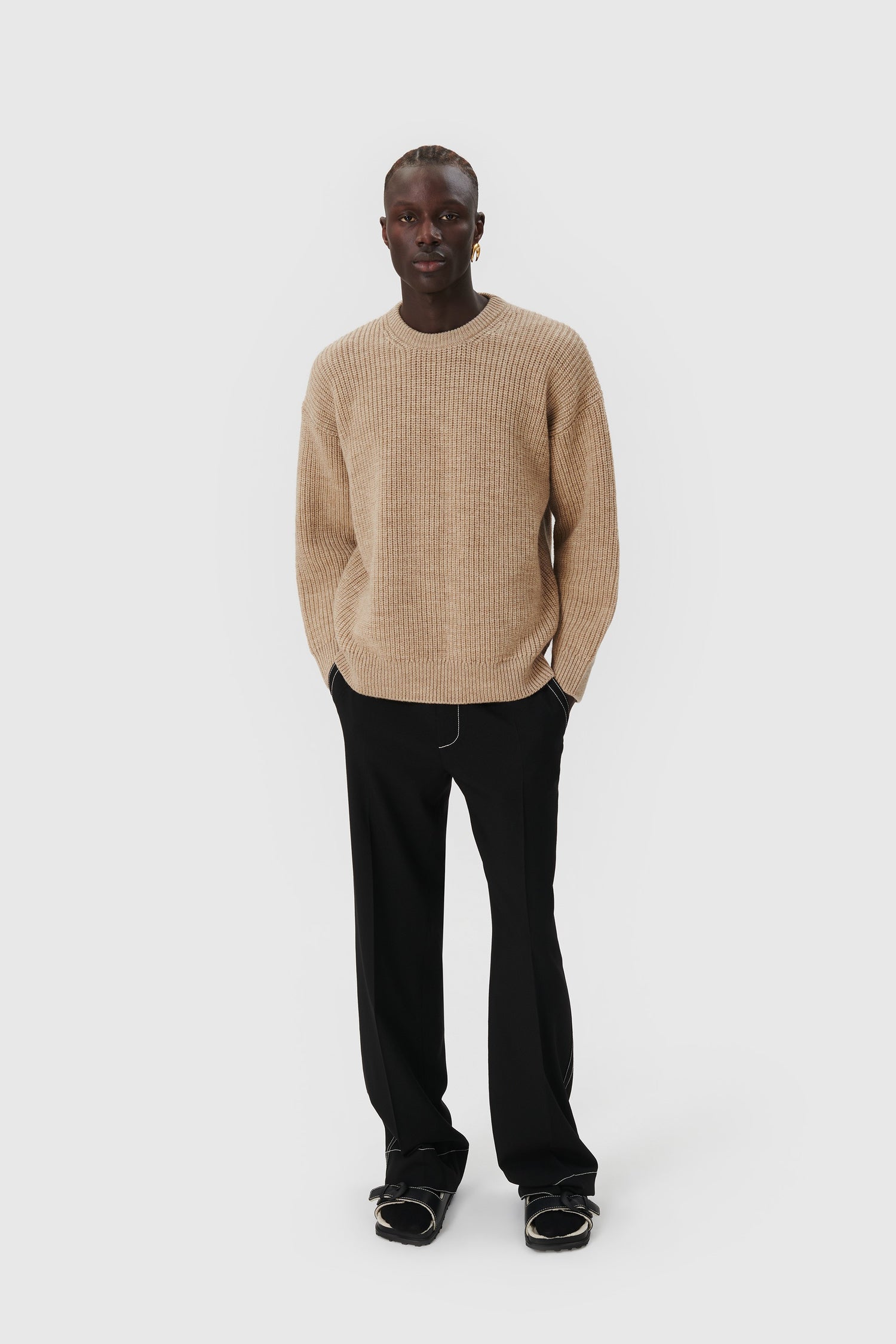 Wool And Fluffy Knit Crewneck Pullover • Marine Serre