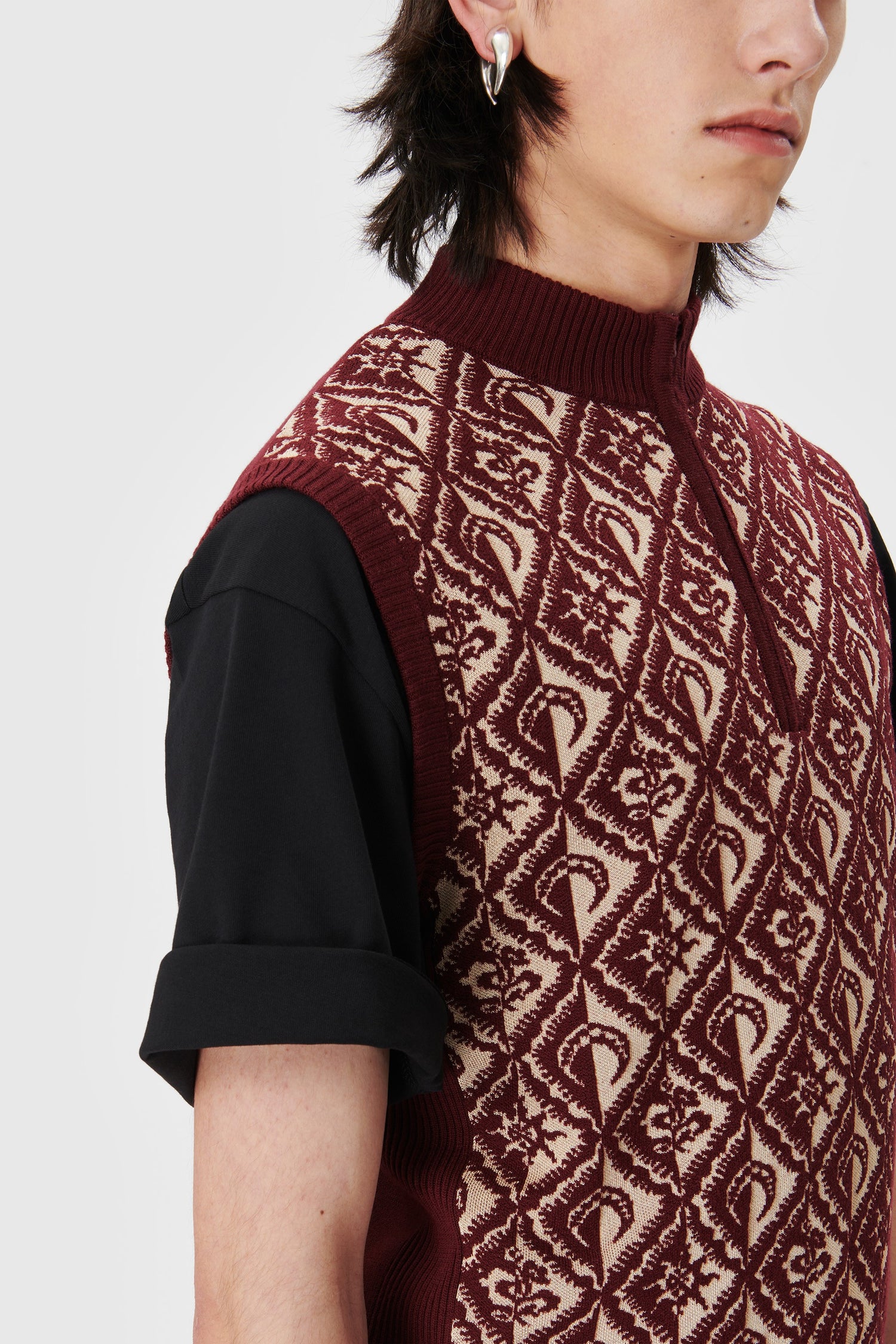 Moon Diamant Knit Jacquard Sleeveless Pullover • Marine Serre