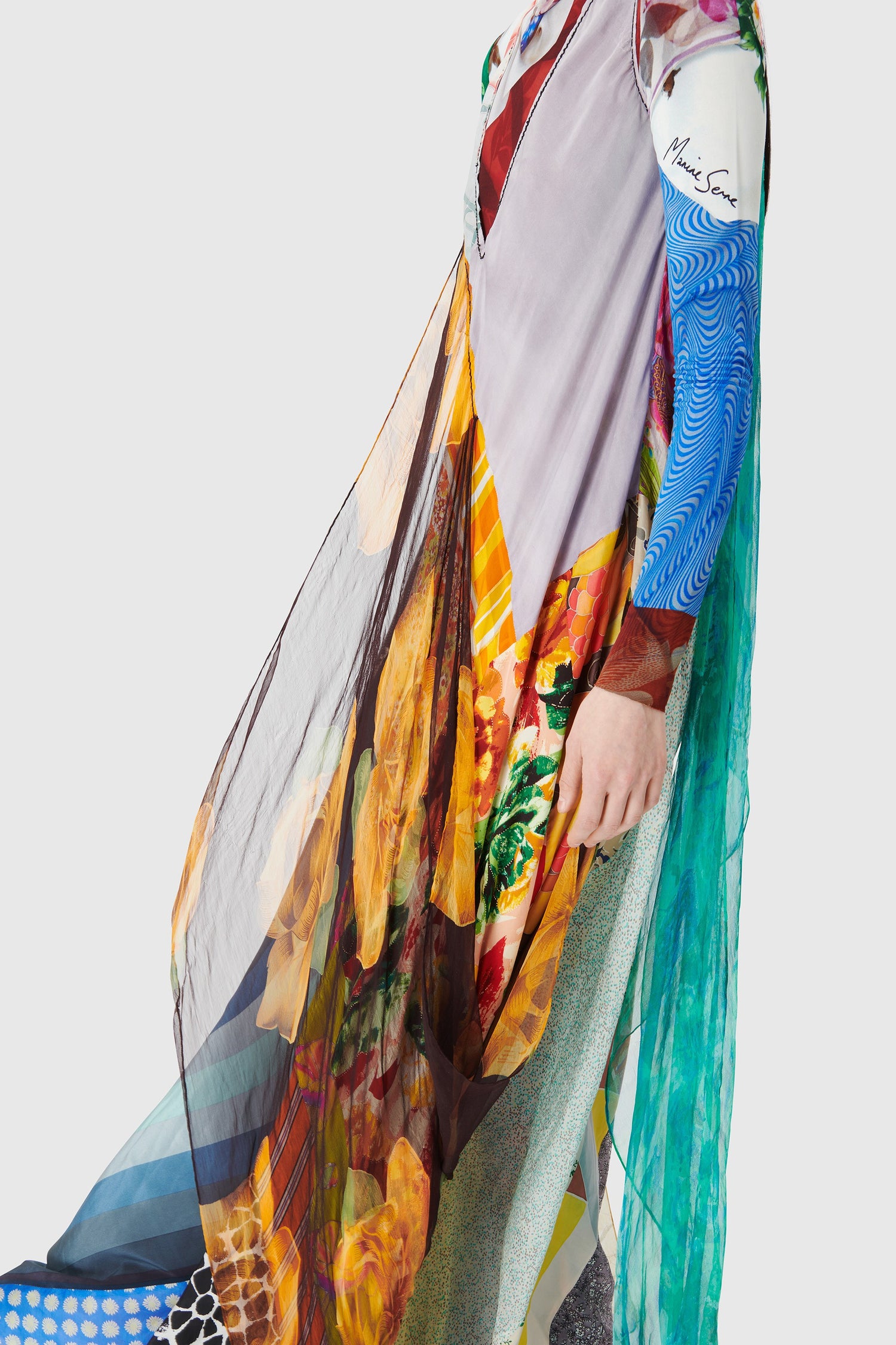 Regenerated Silk Scarves Draped Dress