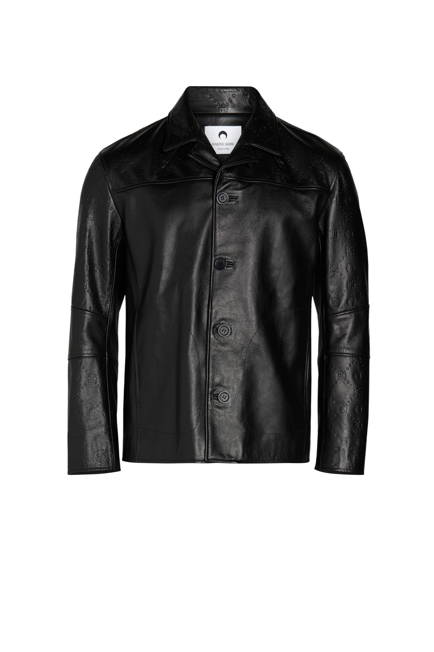 Marine Serre Embossed Monogram Leather Jacket In Black