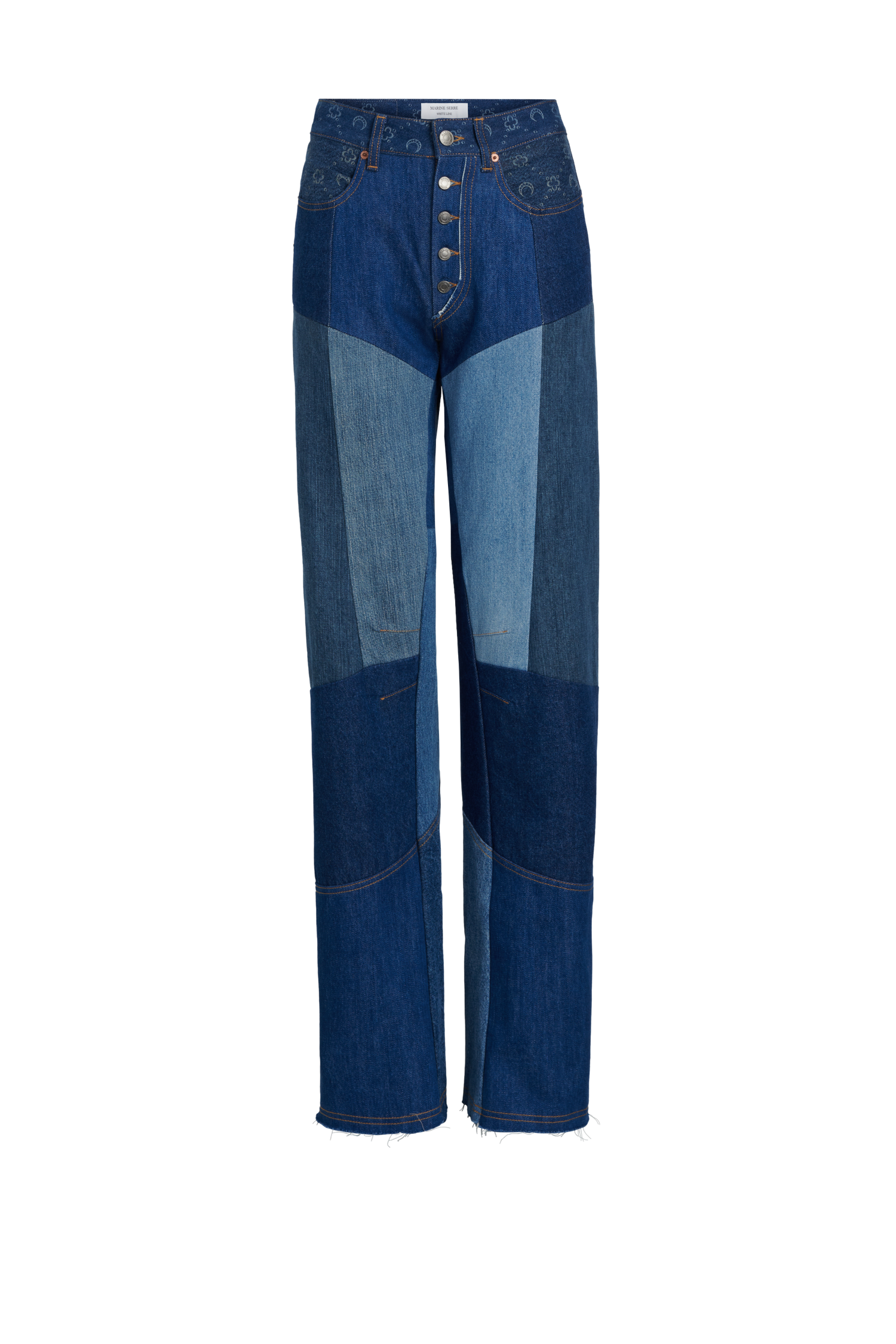 Regenerated Denim Moonogram Wide Leg Trousers • Marine Serre