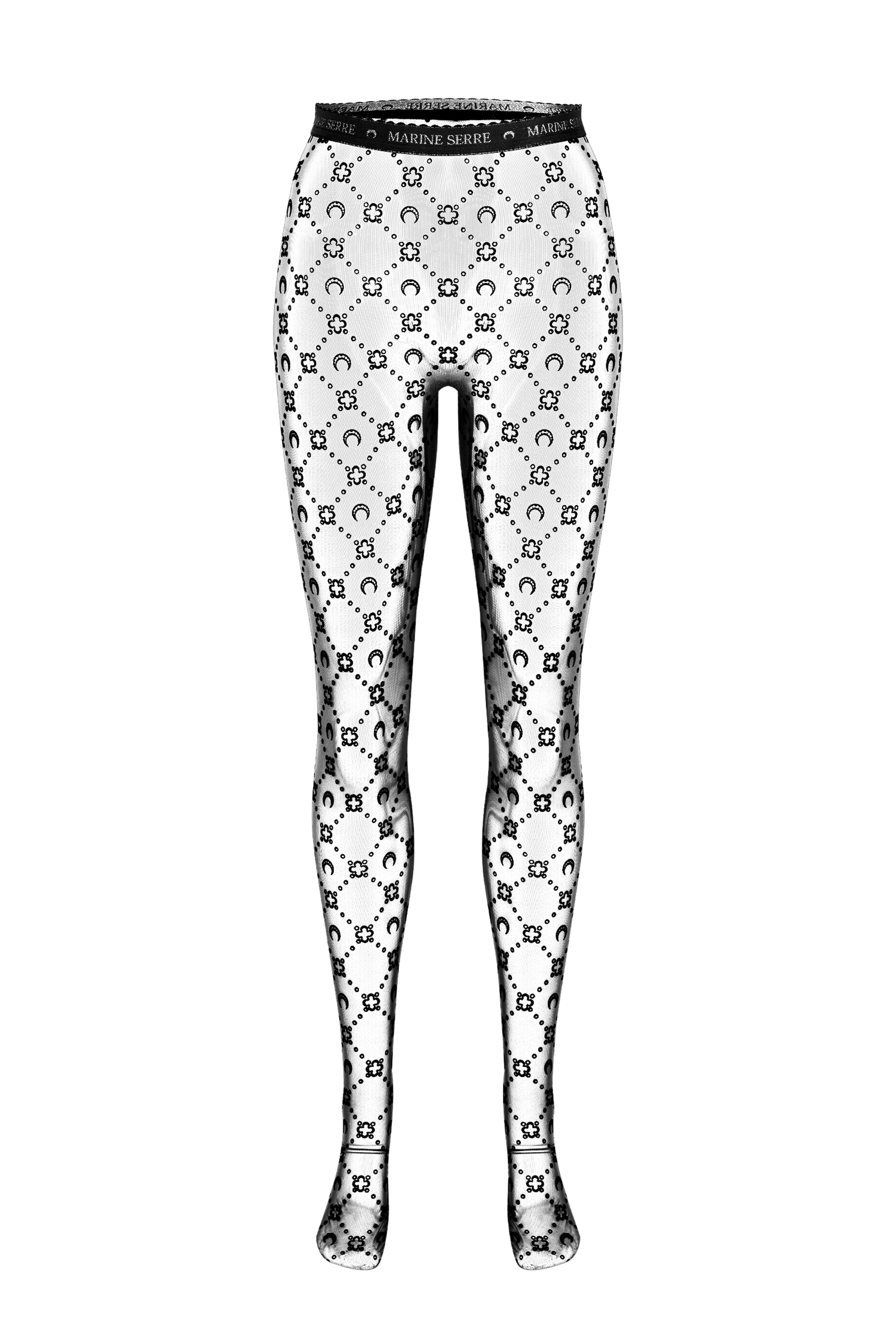 REGENERATED MOONOGRAM MESH FLOCK TIGHTS • Marine Serre