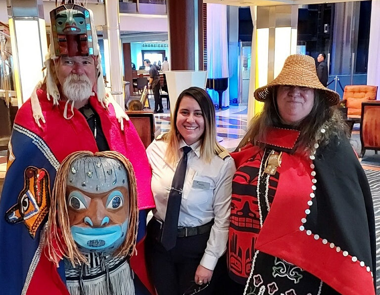 Fred Fulmer and Ivy Fulmer with staff from the cruise as they traverse up to Glacier Bay Alaska