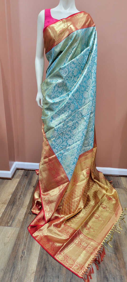 Khaddi Georgette - Gold Zari – The Crafts Banaras