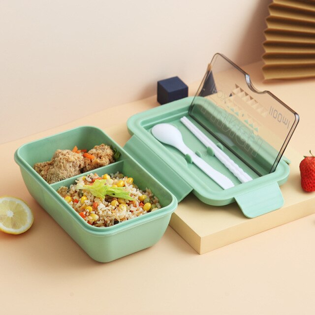 850ml/1100ml Portable Lunch Box Food Container Microwave Oven Lunch Bento Boxes Lunchbox With Cutlery Sets