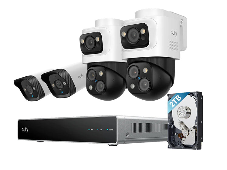 eufy poe nvr security system s4, 2 pcs bullet ptz cameras, 2 pcs bullet cameras